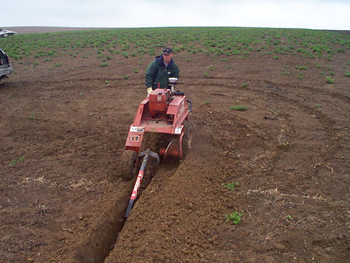 Mike Andersen digging a trench for installation of equipment at the vadose zone monitoring site.