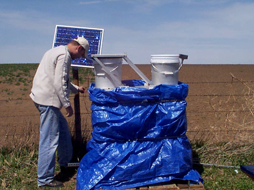 A rainfall sampler located within the Maple Creek basin.