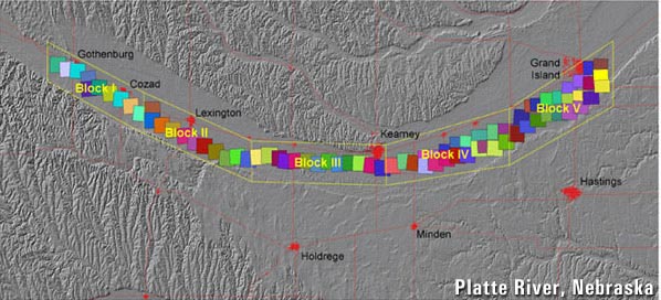 Map of the study area with selectable blocks, allowing viewing of 1938 photos. 